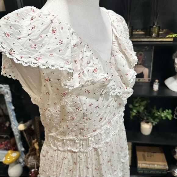 Just Me Tiered Midi Dress with Frill Neckline – Size M – Like New - Picture 6 of 15